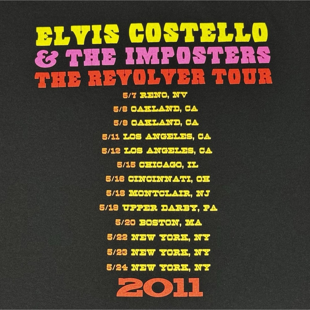 Elvis Costello and The Imposters Revolver Tour T Shirt Mens XL Black Band Biker‎ - Picture 6 of 10